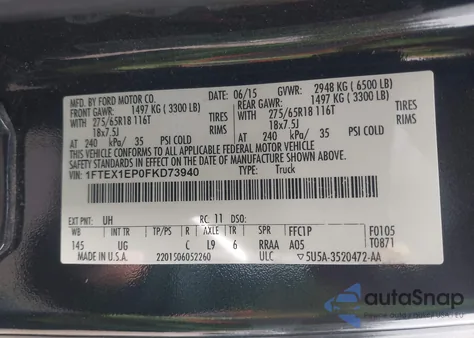 2015 Ford F-150 Xlt from USA, damaged, VIN 1FTEX1EP0FKD73940